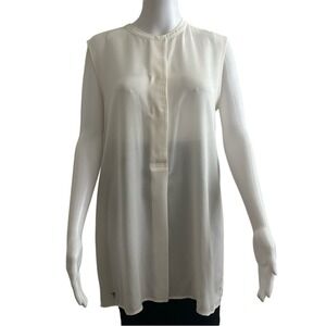 Vince Cream Sleeveless Silk Popover Tunic Blouse Medium